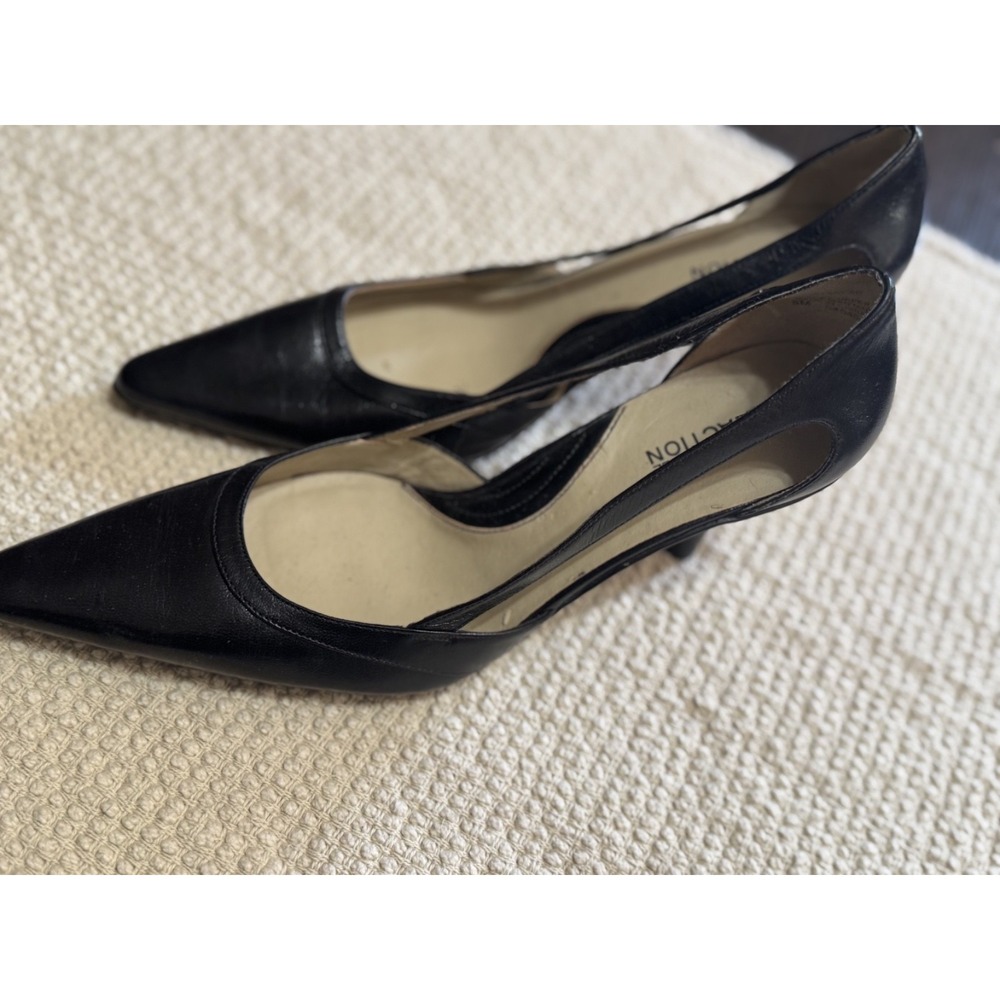 Kenneth Cole Reaction Black Pointed Toe Kitten Heels d'Orsay Pumps Size 8